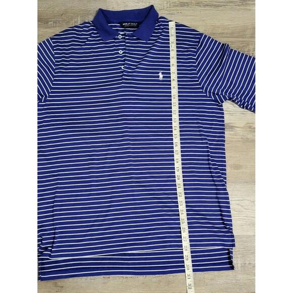 Vintage Polo Golf Shirt Blue Striped Short Sleeve 1/4 Button Ralph Lauren - Picture 5 of 5